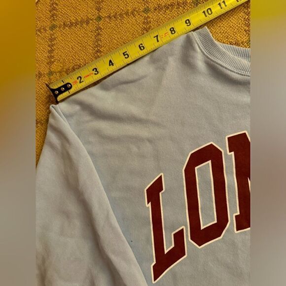 Zara gray cropped boxy crew neck long sleeved sweatshirt with London text L - Picture 4 of 10